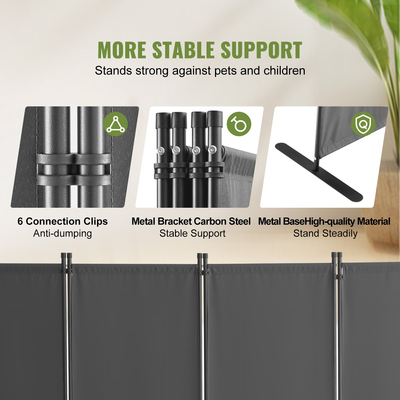 VEVOR Room Divider 4-Panel Πτυσσόμενη οθόνη Privacy Fabric Partition Office Γκρι