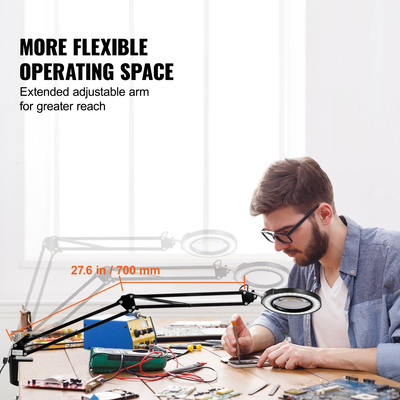 Μεγεθυντικός φακός VEVOR με φως &amp; βάση 5X μεγεθυντικός λαμπτήρας 4,3" φακός 5 έγχρωμος