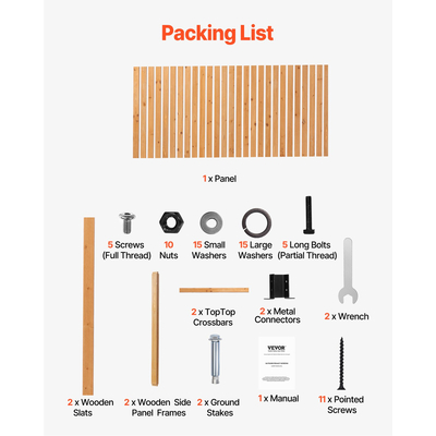 VEVOR Ξύλινη οθόνη απορρήτου 36&quot; x 76&quot; Ανεξάρτητη εξωτερική οθόνη απορρήτου