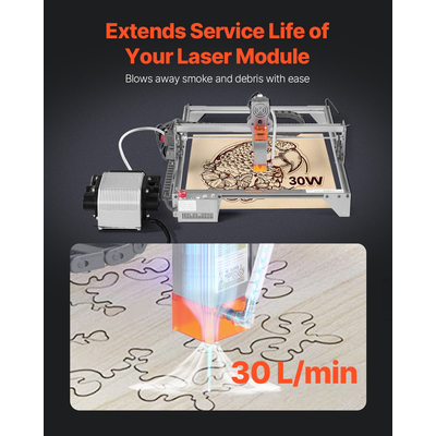 VEVOR Air Assist Ρυθμιζόμενο κιτ αντλίας αέρα 30 L/min για λέιζερ χαράκτη και κόφτη