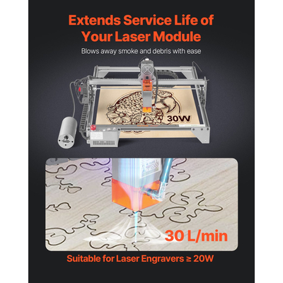 VEVOR Air Assist Ρυθμιζόμενη αντλία αέρα 30 L/min για κόφτη με λέιζερ ≥ 20W