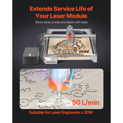 VEVOR Air Assist Ρυθμιζόμενη αντλία αέρα 50 L/min για κόφτη με λέιζερ ≥ 20W