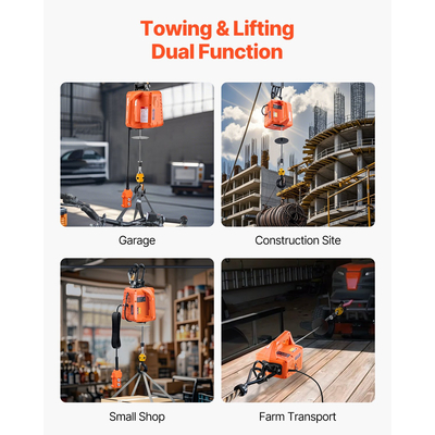Ενσύρματο/ασύρματο τηλεχειριστήριο VEVOR 3 σε 1 φορητό βαρούλκο βαρούλκο 1100LBS