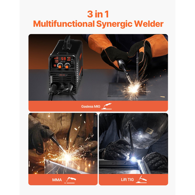 VEVOR MIG Welder 130Amp Mig Welding Machine 3-in-1 Flux Core MIG/Stick/Lift TIG