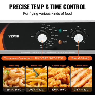 VEVOR Commercial Electric Fryer Countertop Fryer 3000W Dual Tank 2x9Qt/8,5L