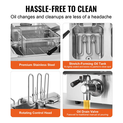 VEVOR Commercial Electric Fryer Countertop Fryer 3000W Dual Tank 2x9Qt/8,5L