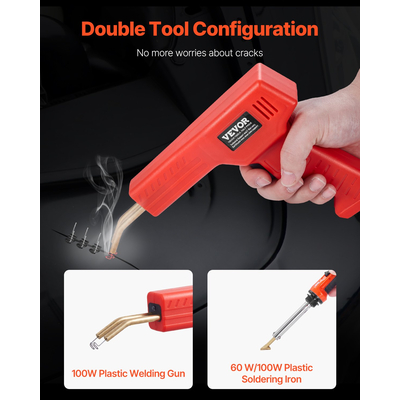 VEVOR Plastic Welder Kit 100W Plastic Welder Gun and Iron 1000 Staples&amp;60 Rods