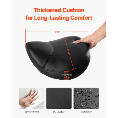 Σκαμπό σέλας VEVOR Περιστρεφόμενο σκαμπό με ρόδες PU Δερμάτινο ρυθμιζόμενο ύψος μαύρο