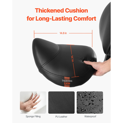 Σκαμπό σέλας VEVOR Περιστρεφόμενο σκαμπό με πλάτη PU Δερμάτινο ρυθμιζόμενο ύψος Μαύρο