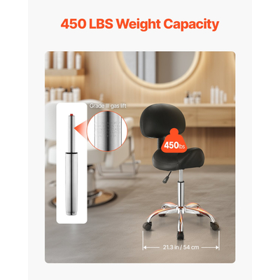 Σκαμπό σέλας VEVOR Περιστρεφόμενο σκαμπό με πλάτη PU Δερμάτινο ρυθμιζόμενο ύψος Μαύρο