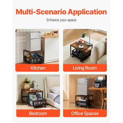 Μίνι βάση ψυγείου VEVOR 198 λίβρες με καρότσι αποθήκευσης και περιστρεφόμενους τροχούς ανοιχτό καφέ