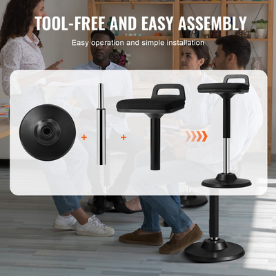 VEVOR ταλαντευόμενη καρέκλα ρυθμιζόμενη σε ύψος (24,6-34,4&quot;) Ενεργή καρέκλα με μαύρη λαβή