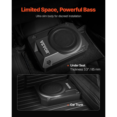 VEVOR 10&quot; 400W Under Seat Subwoofer Αυτοκινήτου Λεπτό Σύστημα Υπογούφερ Αυτοκινήτου/Φορτηγού