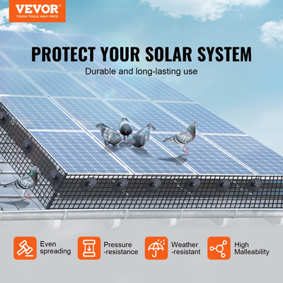 VEVOR 8 ιντσών x 100ft Solar Panel Bird Guard, Critter Guard Roll Kit με επίστρωση PVC ανθεκτική στη σκουριά, Προστατευτικό ηλιακού πάνελ με σύρματα ελαστικών 50 τμχ, συρμάτινο πλέγμα 1/2 ιντσών