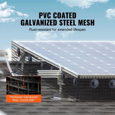 VEVOR 8 ιντσών x 100ft Solar Panel Bird Guard, Critter Guard Roll Kit με επίστρωση PVC ανθεκτική στη σκουριά, Προστατευτικό ηλιακού πάνελ με σύρματα ελαστικών 50 τμχ, συρμάτινο πλέγμα 1/2 ιντσών