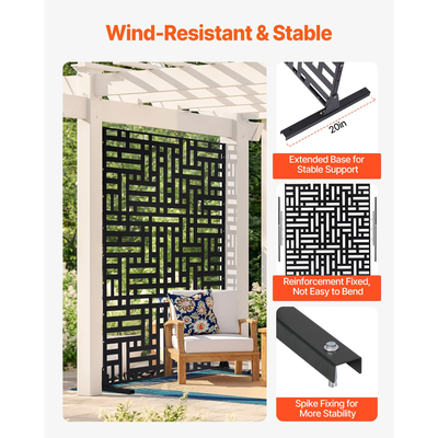 VEVOR Metal Privacy Screen 47" x 76" Εξωτερικές οθόνες και πάνελ Privacy Μαύρο