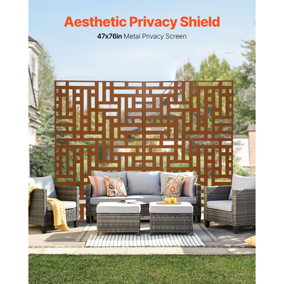 VEVOR Μεταλλική οθόνη απορρήτου 47" x 76" Εξωτερικές οθόνες και πίνακες απορρήτου καφέ