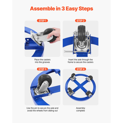 VEVOR 55 Gallon Drum Dolly 2000 lbs Barrel Dolly Cart Drum Caddy 4 τροχοί τροχού