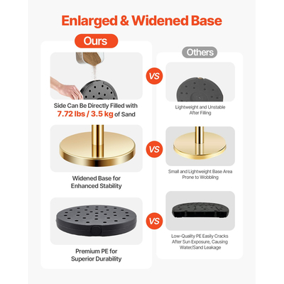 VEVOR 8 τμχ Gold Stanchion Post 6 Red Velvet Ropes Sand Injection Hollow Base