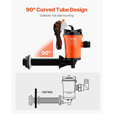 Αντλία VEVOR Livewell για σκάφος 12V 800 GPH 90° Livewell Αντλία αερισμού Αντλία Baitwell