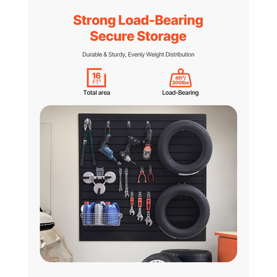 VEVOR 4 x 4 ft Επένδυση τοίχου από PVC Μαύρος τοίχος γκαράζ με αρθρωτό σχέδιο