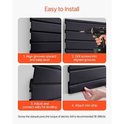 VEVOR 4 x 4 ft Επένδυση τοίχου από PVC Μαύρος τοίχος γκαράζ με αρθρωτό σχέδιο