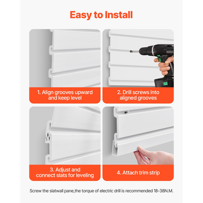 VEVOR 4 x 4 ft Επένδυση τοίχου από PVC Λευκή πλάκα γκαράζ με αρθρωτό σχέδιο