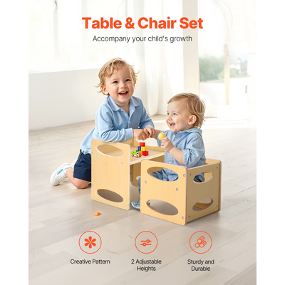 VEVOR Σετ τραπέζι και καρέκλα απογαλακτισμού Montessori Παιδικό τραπέζι και καρέκλα Ξύλο