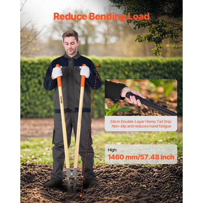 VEVOR Post Hole Digger με ξύλινη λαβή και σημάδια ζυγαριάς 57,5&quot; Hole Digger