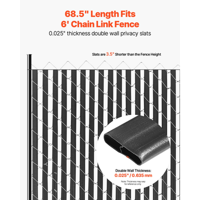 VEVOR φράχτη με συνδέσμους αλυσίδας Privacy πηχάκια διπλού τοιχώματος για 6&#039; ψηλή κλειδαριά κάτω φράχτη
