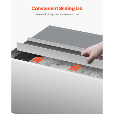 VEVOR Commercial Ice Bin 61,6 L Ice Chance on Wheels with κάτω δίσκος αποθήκευσης