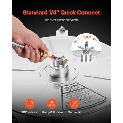 VEVOR 18" Καθαριστικό Επιφανείας Πλυντήριο Πίεσης 4 Τροχών Διπλή Λαβή 4000 Max PSI