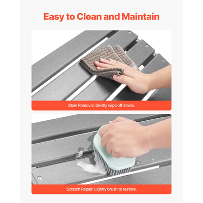 VEVOR Adirondack Ottoman 21,5L x 18,9W x 14,8H Inch HDPE Πτυσσόμενο υποπόδιο Γκρι