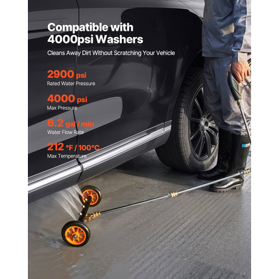 VEVOR 16" Καθαριστικό πλυντηρίου υπό πίεση με 2 τροχούς 2 εκτεταμένες ράβδους