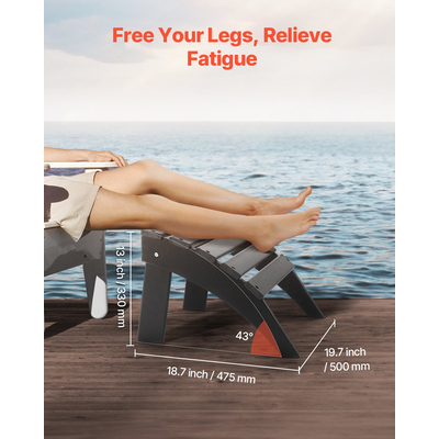 VEVOR Adirondack Ottoman 18,7L x 19,7W x 13H Inch HDPE Πτυσσόμενο υποπόδιο μαύρο