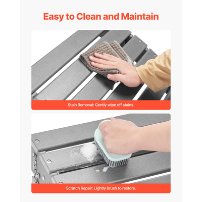 VEVOR Adirondack Ottoman 16,9L x 18,9W x 13H Inch HDPE Πτυσσόμενο υποπόδιο Γκρι