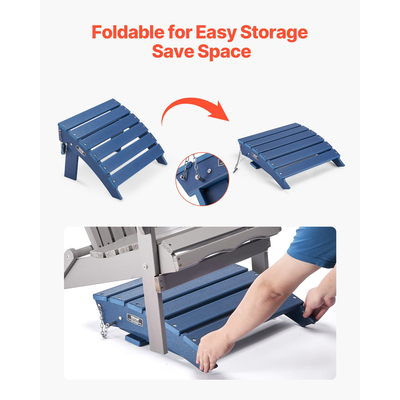 VEVOR Adirondack Ottoman 15,7L x 18,9W x 13H Inch HDPE Πτυσσόμενο υποπόδιο μπλε