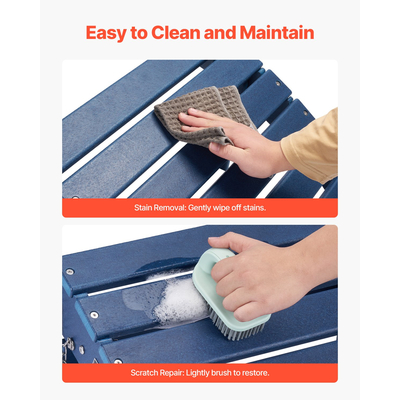 VEVOR Adirondack Ottoman 15,7L x 18,9W x 13H Inch HDPE Πτυσσόμενο υποπόδιο μπλε