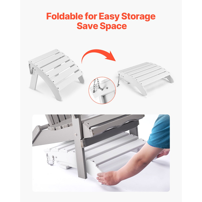 VEVOR Adirondack Ottoman 17,7L x 19,7W x 13,8H ίντσες HDPE Πτυσσόμενο υποπόδιο λευκό