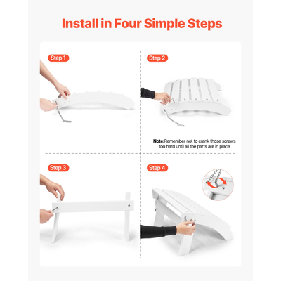 VEVOR Adirondack Ottoman 17,7L x 19,7W x 13,8H ίντσες HDPE Πτυσσόμενο υποπόδιο λευκό