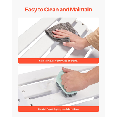 VEVOR Adirondack Ottoman 17,7L x 19,7W x 13,8H ίντσες HDPE Πτυσσόμενο υποπόδιο λευκό