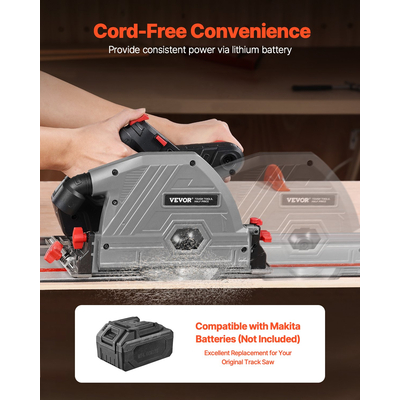 VEVOR Cordless Track Saw 5-1/2 in Plunge-Cut Saw Kit για μέταλλο ξύλου (μόνο εργαλείο)