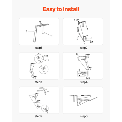 VEVOR Κρεμαστό Τραπέζι Μπαλκόνι 12 x 48 σε Αίθριο Πτυσσόμενο Τραπέζι Μπαρ με Κάγκελα