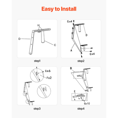 VEVOR Κρεμαστό Τραπέζι Μπαλκόνι 12 x 32 σε Αίθριο Πτυσσόμενο Τραπέζι Μπαρ με Κάγκελα