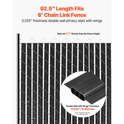 VEVOR Chain Link Fence Slats Privacy Διπλό τοίχωμα με φτερά για ψηλό φράχτη 8&#039;