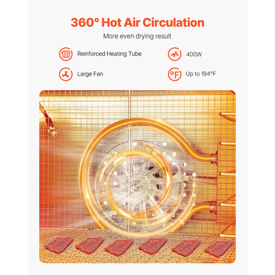 Μηχάνημα αφυδάτωσης τροφίμων VEVOR 8 δίσκοι από ανοξείδωτο ατσάλι 400W jerky Fruit Drying