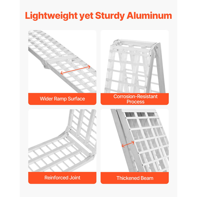 VEVOR 2000 lbs Ράμπες αλουμινίου 2 τμχ Ράμπες φόρτωσης βαρέως τύπου με λαβές