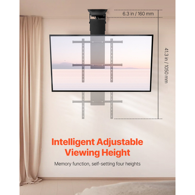 VEVOR Μηχανοκίνητη βάση τηλεόρασης οροφής Ηλεκτρική βάση τηλεόρασης με αναστροφή για 32-70 στην οθόνη