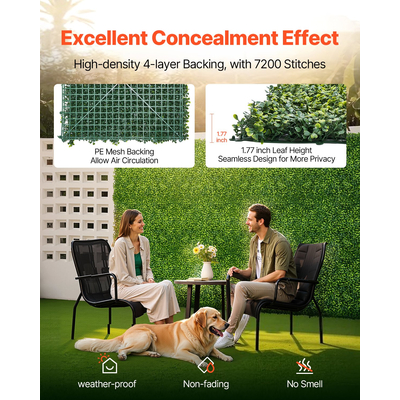 VEVOR Πάνελ τοίχου από τεχνητό γρασίδι 60 x 120 ιντσών Milan Grass Greenery για διακόσμηση