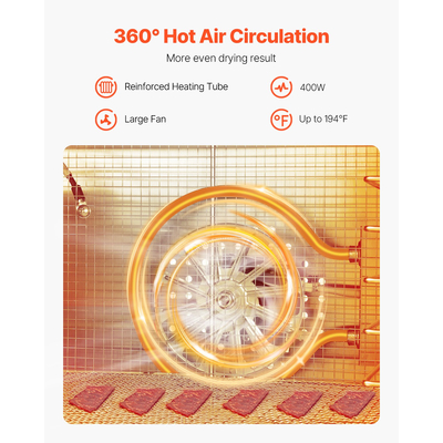 Μηχάνημα αφυδάτωσης τροφίμων VEVOR 6 Δίσκοι από ανοξείδωτο ατσάλι 400W jerky Fruit Drying